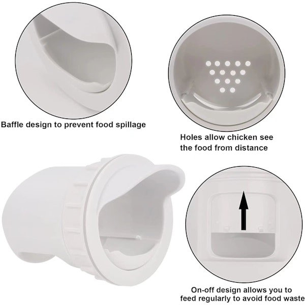 4 Porte DIY Kyllingefoder Kit, Automatisk Fjerkræfoder Regntæt Fjerkræ Gravity Feed Kits 6Feeder