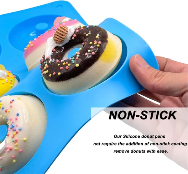 3 stk. Silikone donutforme, til donutbagning Grøn, Pink, Blå