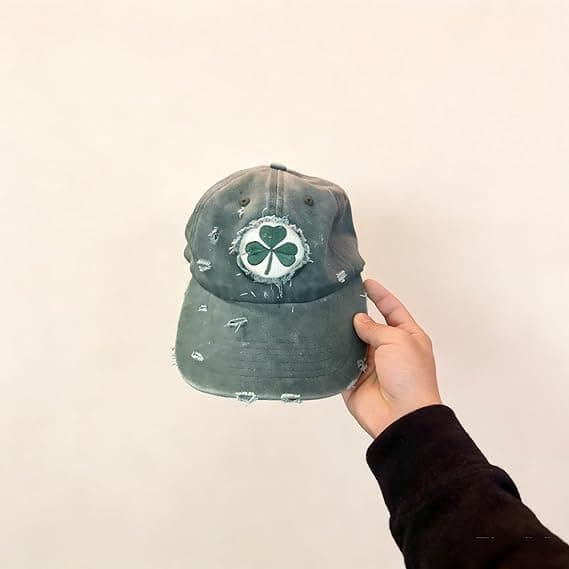 St. Patrick's Day-hatt broderad klöver sliten denim baseballkeps Lucky Clover Trucker Cap