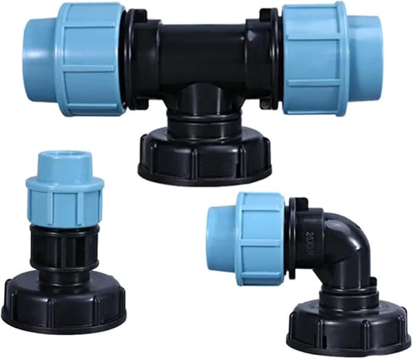 Tankadapter 1 1/2 3/4 tommer groft gevindfittings albue lige udløbsforbindelse plast 1 stk (T-forbindelse, DN15 (20MM))