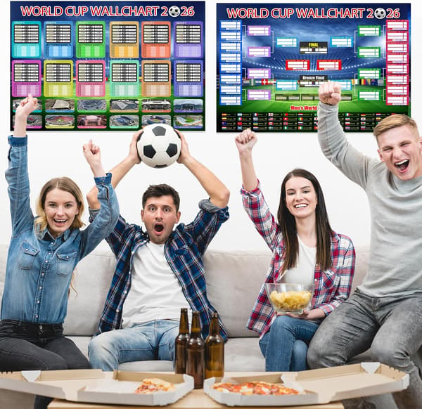 2 stk. VM-plakat 2026 Finalerunde 48-holds samling, fodbold VM-merchandise tilbehør dekorationer