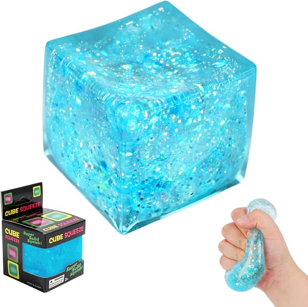 Fina isbits-fidget-squishies stressbollar, isbits-squishy med långsam återgång, is-klämboll, squishy stresslindring (glitterblå)