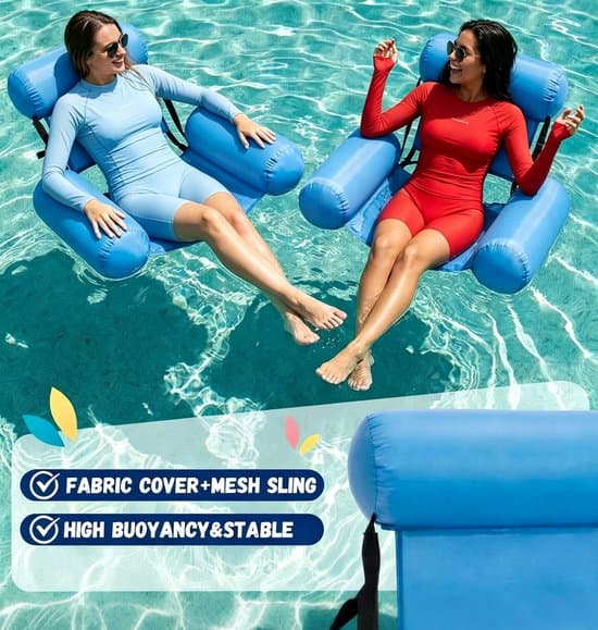 2-pak oppustelig poolstol til voksne – flydende liggestol med justerbart ryglæn – poolflyderstol til pool, strand, sø og sommerferie