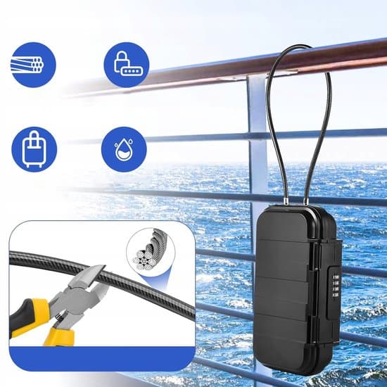 Bärbart Kassaskåp - Kombinationslås - Säkerhet - Strandskåp - Vattentätt - 6 mm Kabel - För Värdesaker - Mini Säkerhetsväska - För Resor och Camping