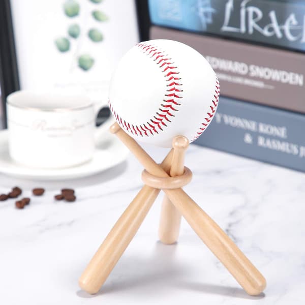 Baseboll displayställ, boll display, trä displaybord, solid rund träpinne, för basebollentusiaster (baseboll ingår ej)