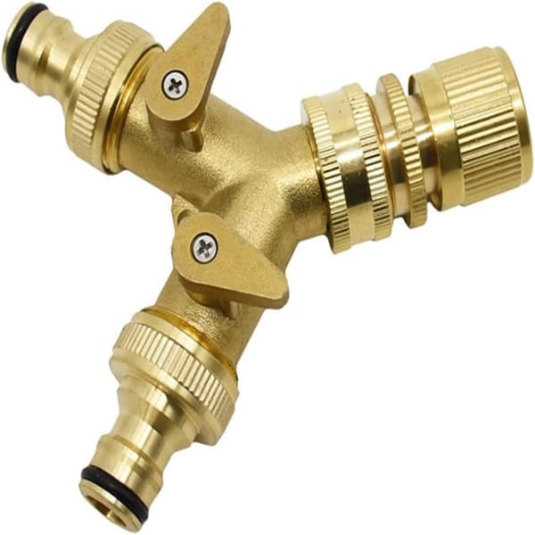 2-vägs mässingsslangdelare, 3/4\" mässingsslangkopplingar, Y-koppling trädgårdsslangadapter Double ended switch pacifier