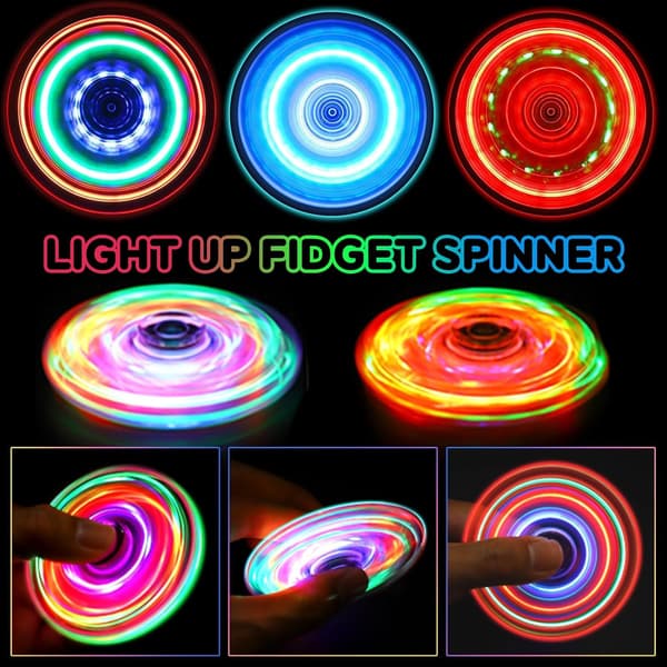 Fidget Spinners, 2-pak LED-lysende sanselegetøj til stresslindring, fødselsdagsgaver til børn og voksne med angst
