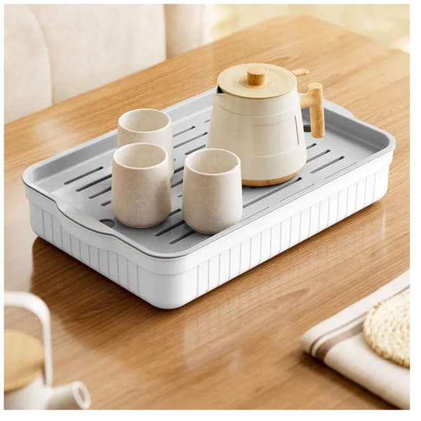 Simpel tebakke, kaffebakke, afløbsbakke, velegnet til vennefester og rejser, hvid og grå