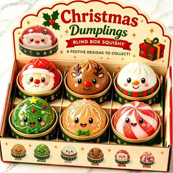 Jule Squishy Julekalender 6 STK – Søde Jule Squishy Legetøj, Stressaflastende Fidget Legetøj & Julegaver
