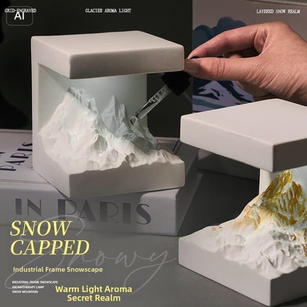 Snöberg Aromaterapi Presentförpackning – 3-färgsbelysning (Kall/Neutral/Varm), Handgjord Gipsdiffusor, USB-driven Nattlampa, Eterisk Oljediffusor