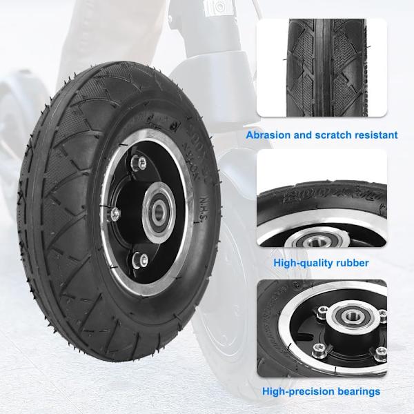 200x50 Elektrisk Scooter Solid Hjul, 8 Tums Scooterhjul med Solid Däck Tub Legeringsnav