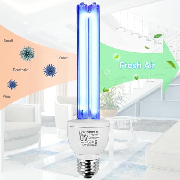 UV-lamppu, 25 W UVC-lamppu kellariin/varastoon/autoon, E27 220 V (otsoni)