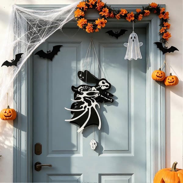 Halloween Pull-Back Vinget Kranie Legetøj - 3D Printet Flyvende Skelet - til Udendørs Have Veranda Indretning A