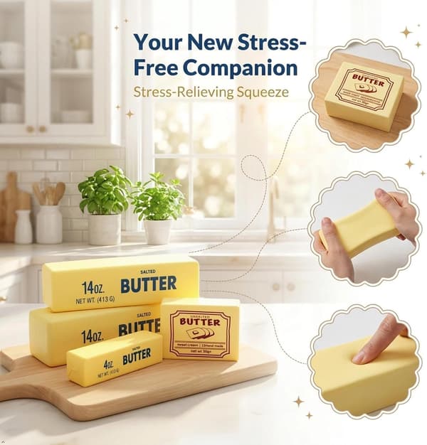 4-pack Jumbo Butter Squishy Set: 14oz Giant Slow Rising Sensory Fidget Toy 4 Pack Butter Set
