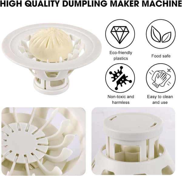 Baozi Maker, 7.09\" Dumpling Momo Ravioli Maker Maskine, Instant Pastry Pie Steamer Bolleform White