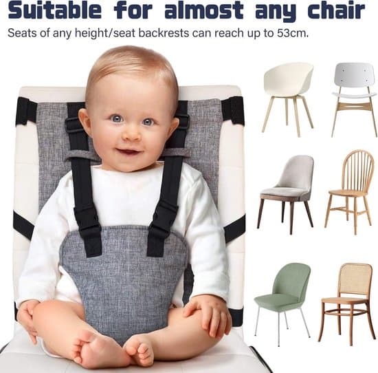 Sikkerhetssele - Stropper for babyreisesete - Sammenleggbare stropper for bilstoler - Stropper for bord- og reisebilstoler - 6-36 måneder - Grå