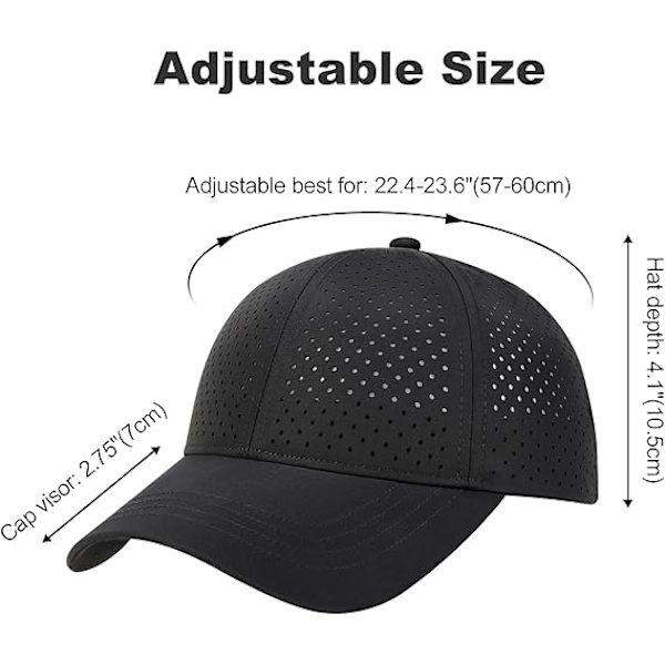 Menn Sommer Justerbar Performance Lue Pustende Snapback Laserperforert Mesh Baseballcaps