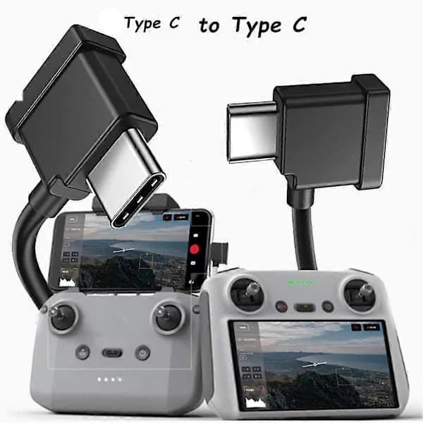USB-C–Type-C-datakaapeli 15 cm, oikeakulmainen liitinkaapeli DJI Mavic Air 2 Mini 2:lle