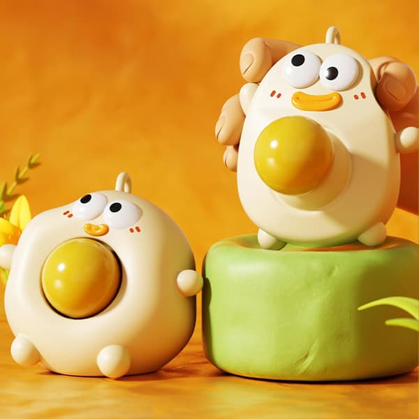 Klämleksaker, Poached Egg Stress Squishy, Kläm Stressavlastande Handleksaker, Sensorisk Leksak, Påskkorgsfyllare Påskpresenter (Olyckligt Rinnande Ägg)