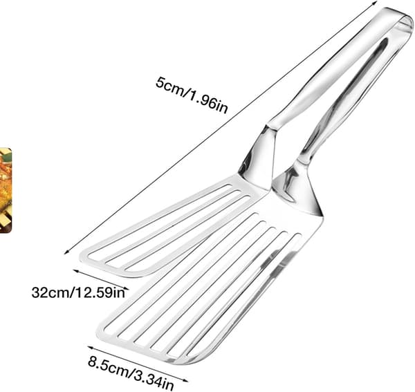 Åpent nettingdesign for enkel snuing; ergonomisk utformet grillspatel/klype.