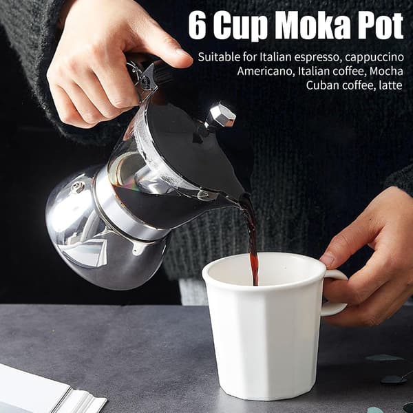 300 ml kaffemaskine i rustfrit stål, Moka-kande i rustfrit stål, Espressomaskine til komfur til husholdningsbrug