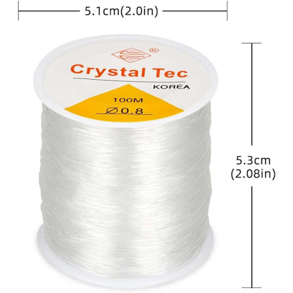 Krystalltråd elastisk snor - 100 m elastisk perlesnor for armbånd, elastisk perlesnor, passer lett gjennom perlesmykker 0,8 mm