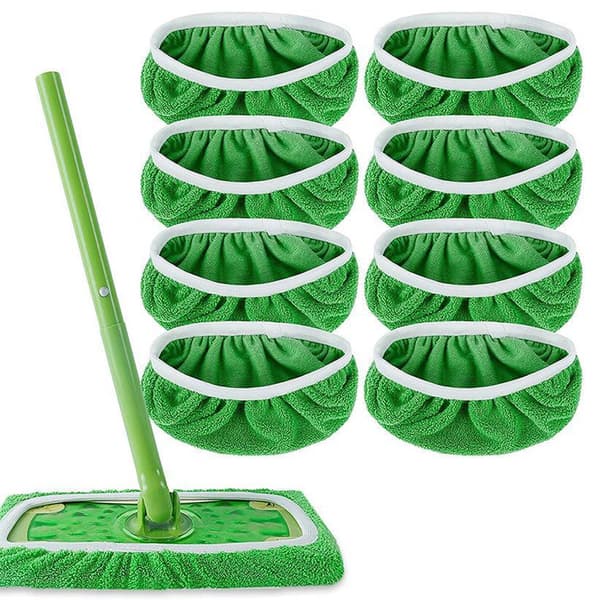 Genanvendelige moppepuder, refill kompatibel med Swiffer Sweeper moppe til husholdningsrengøring, vaskbare mikrofiberpuder 8 stk.