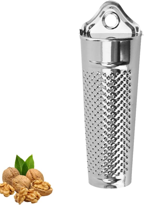Muskatnødderive, ostrive i rustfrit stål, håndholdt muskatnøddekværn, til citrusfrugter, hvidløg og nødder.