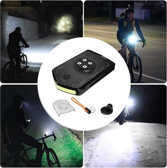 Sykkeltelefonholder med lys - USB sykkellys foran - LED frontlys med feste, 5000 mAh, 4 moduser, IPX6 - for navigasjon, pendling og sykling