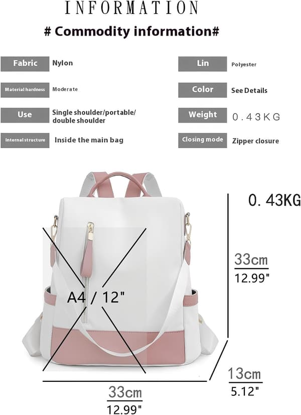 Ryggsäck för kvinnor Reseryggsäckar Axelväskor Damaxelväskor Multifunktionell Stöldskyddsryggsäck Mode (Rosa & Vit Stil) Pink & White Style