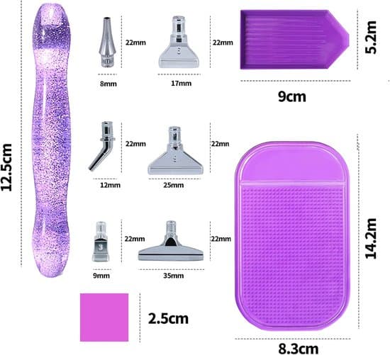 Diamantmålningspenna - Diamantmålningstillbehör - Diamantmålningskonstpennkit - DIY diamantmålning - 6 utbytbara spetsar - 5D diamantmålning