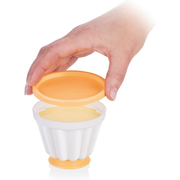 4 Puddingformar - Puddingkoppar - Koppar med lock - Krämformar - 150ml - DIY - Verktyg för desserttillverkning - 7cm - Vit