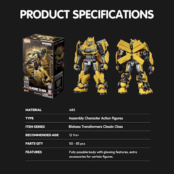 Transformers Classic Class Modellsett | Bumblebee Actionfigur Byggeleke for Barn | Alder 12+