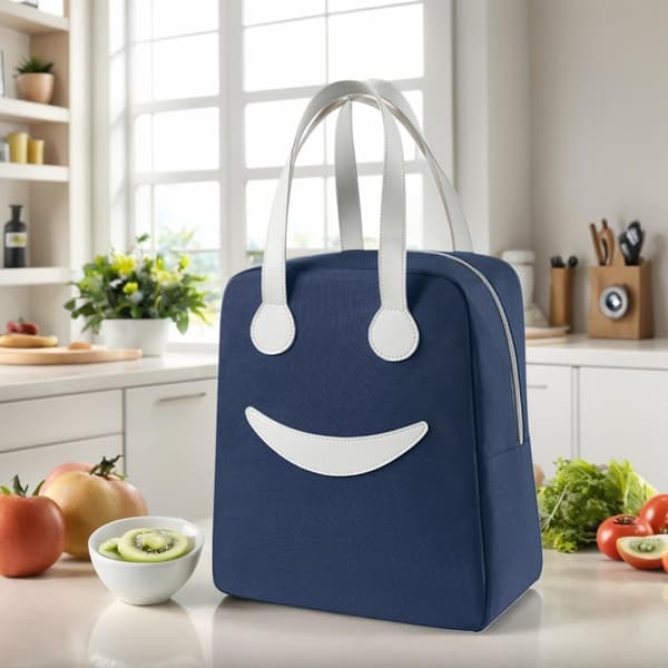 Bærbar matpose Mini matpose Isolert pose Bærbar søt matpose Utendørs piknikpose Kjølebag Utendørs oppbevaringspose Blå stor small