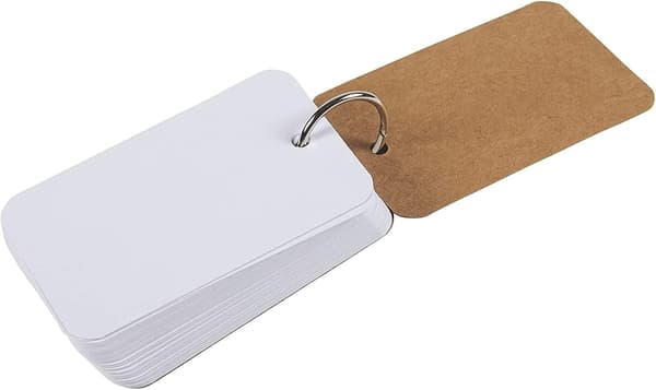 Blanke flashcards - Memokort med ringe - Bærbare mini studiekort - Kraftige 250 GSM indekskort - Sæt med 8