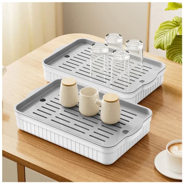 Simpel tebakke, kaffebakke, afløbsbakke, velegnet til vennefester og rejser, hvid og grå