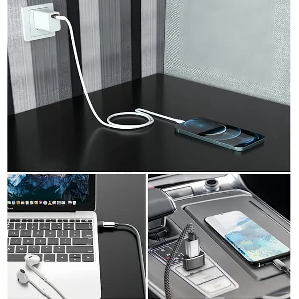 4-pak USB til USB-C-adapter, Type-C hun til han bilopladerkonverter til ny iPhone 16 Pro Max Plus 15 14 13