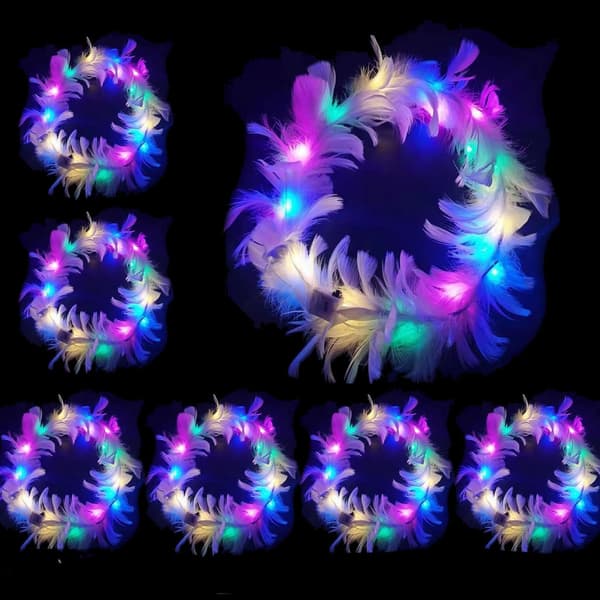 6-pakning LED-pannebåndsett – LED-pannebånd – Lysende blomsterkrans – Dekor – Lysende festhodeplagg