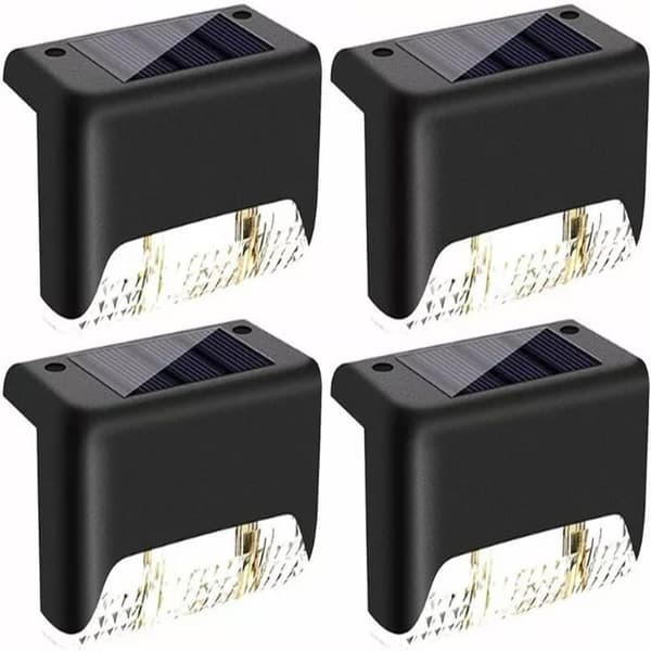 16 stk. Vanntette solcellelamper for terrasse, trapper, gjerde, hage, uteplass og gangvei Black White light