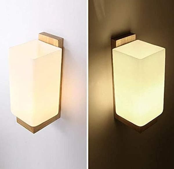 Dekorativa Vägglampor: Moderna inomhuslampor i trä för sovrum och vardagsrum (Glödlampa ingår ej) 1-pack
