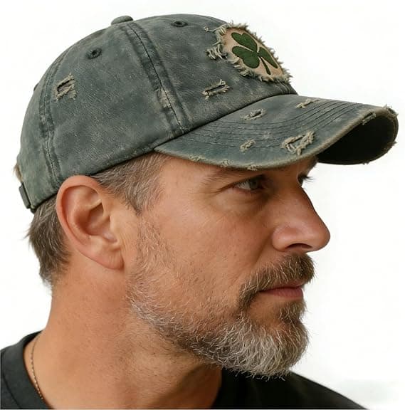St. Patrick's Day-hatt broderad klöver sliten denim baseballkeps Lucky Clover Trucker Cap