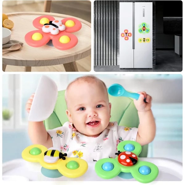 3-pack Fidget Spinner med sugpropp för barn, snurrleksak