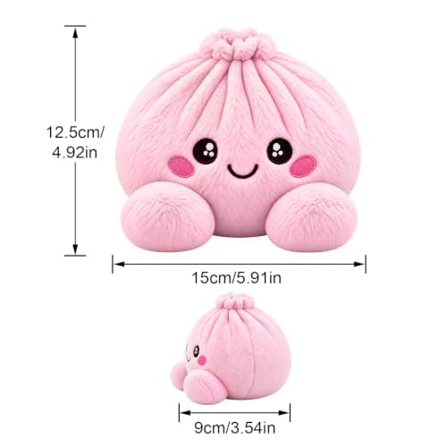 Jättestor dumplingkudde söt plysch fylld ångad bulle kudde heminredning 01-rosa One Size 01-pink