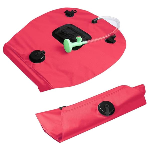 Solbruserpose, 5 gallons/20 liter, udendørs varmt vand, egnet til strandsvømning, camping, rød
