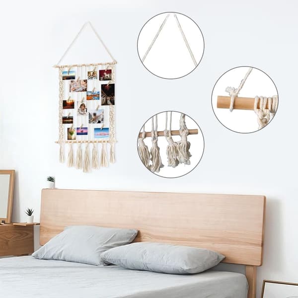 Hängande Fotodisplay Väggdekor, Vackra Minnen Bilder Foton Display Organizer Trä Rustika Ramar för Hem Sovrum Sovsal