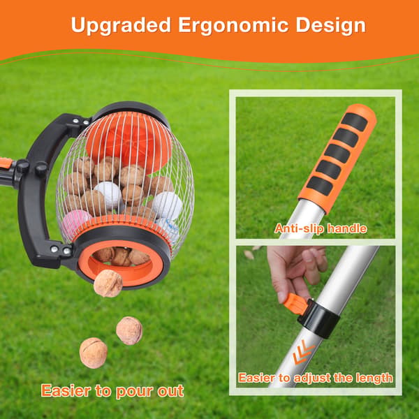Nötplockare, Pekannötsplockare - Sidöppnande tömmare för ekollon, pekannötter, hästkastanjer, hickory, Nerf-bollar, golfbollar