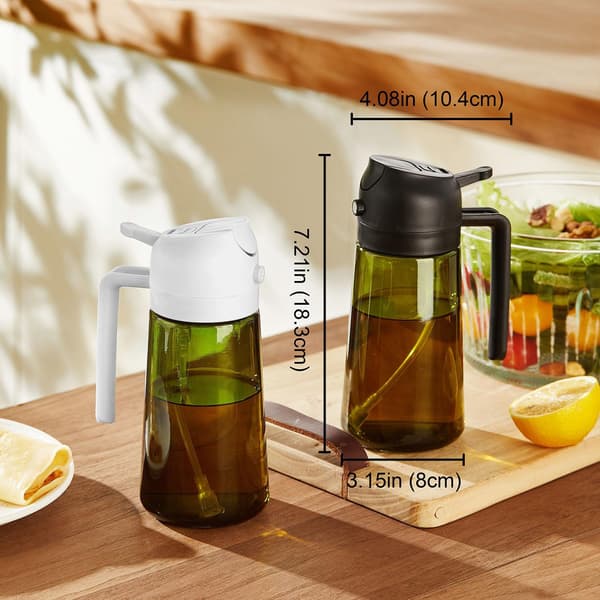 2-i-1 – 470 ml Sprayflaska för Olja och Vinäger, Perfekt för Matlagning, Airfryer & Sallad svart