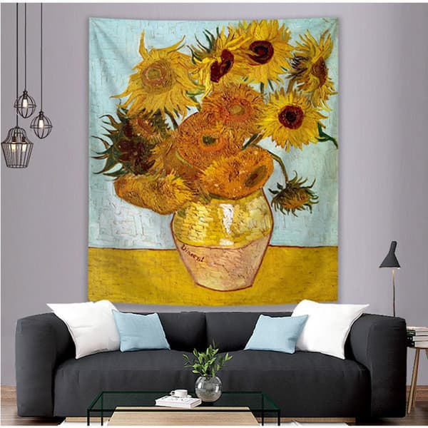 Väggbonad för sovrum, Vincent Van Gogh Abstrakt Landskapsbonad för Sovrum Estetiskt Vardagsrum Heminredning 150*130 cm sunflower