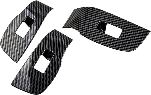 beler 1Set Kolfiberstil Dörrfönster Strömbrytarpanel Skydd Trim Passar Mazda 3 CX-30 LHD