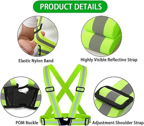 Refleksvest 2 stk Reflekterende Trafikk Arbeidsbeskyttelse Konstruksjonsstropp Nattløping Sport Sykkelklær Elastisk For Sykling Jogging Løping